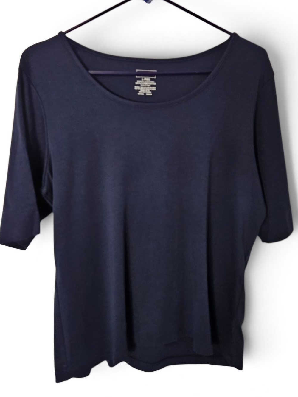 L.L. Bean 100%Supima Cotton Navy Short Sleeve Scoop Neck Tee